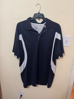 Champion Navy Polo with White Panels - Short Sleeve Performance Shirt